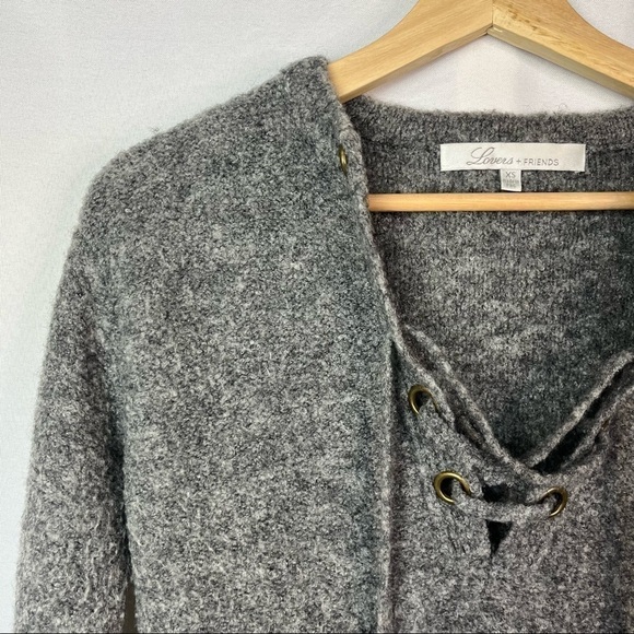 Lovers + Friends Gray Lace Up Wool Pullover Sweater XS - Picture 6 of 6
